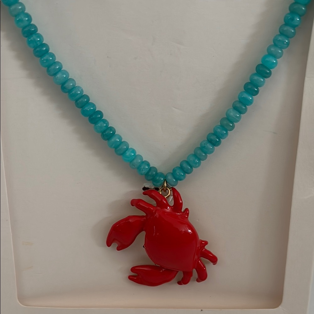 Zara Red Crab With Turquoise beaded necklace 23” NIDB